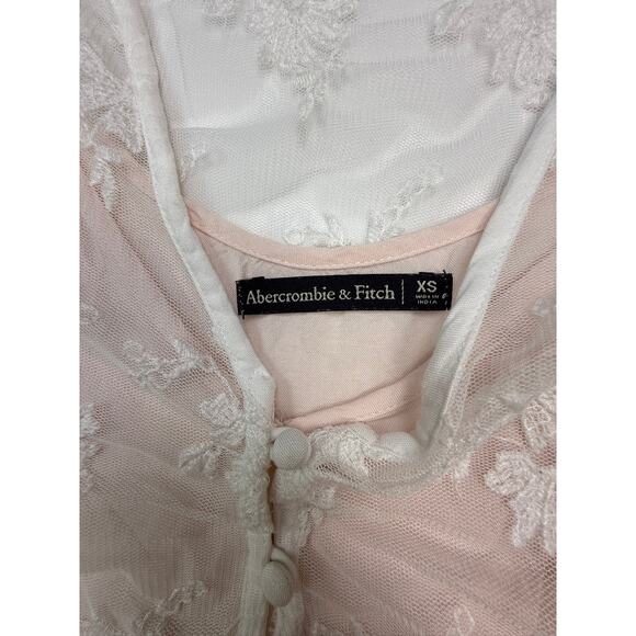 Abercrombie & Fitch Lace Peplum Top XS White Sheer Floral Embroidered Blouse - Picture 3 of 14